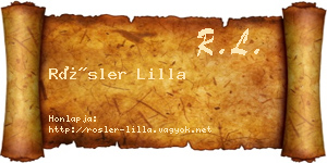 Rösler Lilla névjegykártya